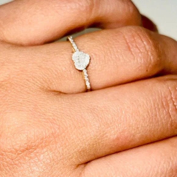 10K YELLOW GOLD REAL DIAMOND SLENDER HEART RING NOT PLATED NOT CZ FREE APPRAISAL - Picture 8 of 9